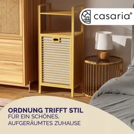 CASARIA Badregal mit Wäschekorb Bambus Holz 95x40x30cm Badezimmerregal 2 Ablagen 1x