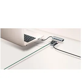 Trust Halyx Mini 4 Port USB Hub 3.2, USB-A Adapter 5 GBit/s, USB Verlängerung Datenhub, Dünn und Kompakt USB Verteiler, USB Splitter für PC, Computer, Laptop, MacBook, Windows - Grau