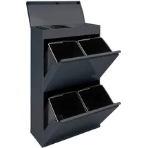 ARREGUI Top CR624-B Mülltrennsystem aus Stahl mit Aufbewahrungsbox mit Deckel 4 Fächer Mülleimer für die Küche | 4x17 L (68 L) | 4 Fach Abfalleimer |