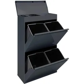 ARREGUI Top CR624-B Mülltrennsystem aus Stahl mit Aufbewahrungsbox mit Deckel 4 Fächer Mülleimer für die Küche | 4x17 L (68 L) | 4 Fach Abfalleimer |