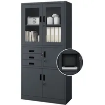 Jan Nowak Vitrinenschrank GEDO 185 x 90 x 40 cm Anthrazit