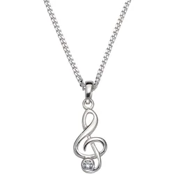 Kette mit Anhänger FIRETTI "Schmuck Geschenk Silber 925 Halsschmuck Halskette Panzerkette Noten", silber (silberfarben), Halsketten, Damen, Silber 925 (Sterlingsilber), L: 45cm, mit Zirkonia (synth.)