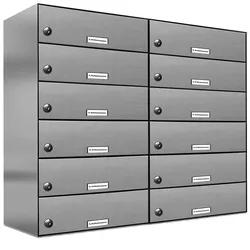 AL Briefkastensysteme 12 Fächer Premium Edelstahl Durchwurf Briefkasten Anlage für Post Post A4, modern, robust, wetterfest, Artikelnummer: 132V12DZ2