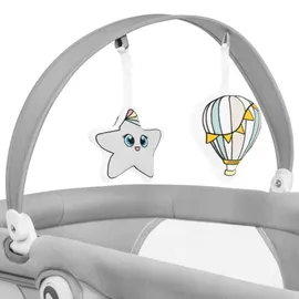 lionelo - Babywippe mit Melodie 2-in-1 BELLA Grey Concrete + Fernbedienung - Weiß/Grau
