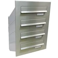 Letterbox24.de D-041 4er Edelstahl weiß inkl. Zeitungsfach
