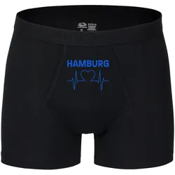multifanshop Herren Boxer Short - Hamburg - Herzschlag - Druck blau - Unterwäsche