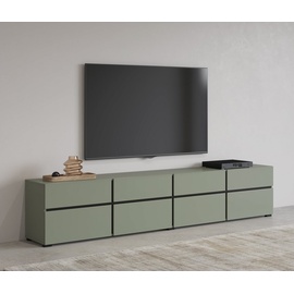 INOSIGN Lowboard »Cross, moderne grifflose TV-Kommode,4 Klappen/4 Schubkästen«, Breite 225 cm, TV-Schrank mit viel Stauraum, TV-Board, grün