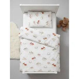 TupTam Kinder Gemusterte Bettdecken Set Ganzjahresdecke Bettdecke Kopfkissen Flachkissen 2tlg., Farbe: Schlafende Baby Tiere/Beige, Größe: 135x100 cm