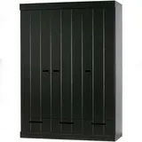 Livetastic Drehtürenschrank Connect, Schwarz, Holz, Kiefer, massiv, 4 Fächer, 3 Schublade(n) Schubladen, 140x195x53 cm, in verschiedenen Größen erhältlich, Schlafzimmer, Kleiderschränke, Drehtürenschränke