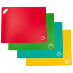 Intirilife 4x Schneidebretter flexible Schneidematte in bunten Farben - 37.8 x 30.2 cm - Größe mit Lebensmittelsymbol Rutschfest BPA-frei