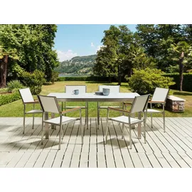 Beliani Gartenmöbel Set 7-tlg. Weiß/Silber