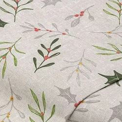 Dekostoff Ilex & Zweige "Lorena", natur-color