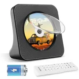 Tragbarer CD-Player Akku 4000mAh, Bluetooth CD-Player für das Auto, Kinder-Musikplayer mit Lautsprechern, Fernbedienung, Staubschutzhülle, FM-Radio, USB- und AUX-Anschluss, schwarz