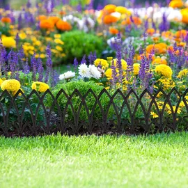 Relaxdays Beetzaun, 2 Zaunelemente je HxB: 33,5 x 17,5 cm, Steckzaun mit Verzierung, Beeteinfassung, Gusseisen, weiß