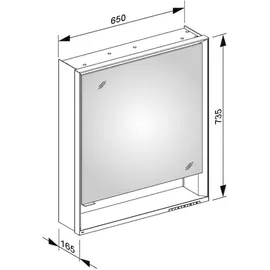 Keuco Royal Lumos 65 cm silber eloxiert offenes Fach Türanschlag links smarthome fähig