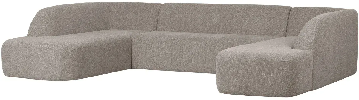 Sofa Sloping in U-Form, weicher Melange-Stoff, modern, hellgrau, 6-7 Sitzplätze