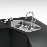 Franke Smart SKX 651-95 E Einbauspüle Edelstahl für Eckunterschränke ab 90 cm, Drehknopf - inkl. - Silber