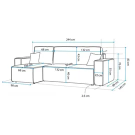 Selsey Eckcouch Bouclé 2-Sitzer Silber