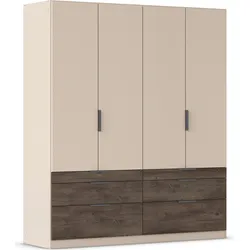 Kleiderschrank RAUCH "Koda", beige (champagner), atlantic oak dunkel, B:181cm H:210cm T:54cm, Holzwerkstoff, Schränke, mit symmetrisch angeordneten Schubladen MADE IN GERMANY