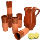 Mambocat 7er Set Tonkrug 1,9L + 6 Tonbecher 330ml teilglasiert - 12968 + 99544