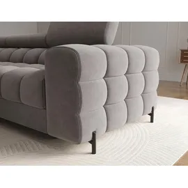 moeblo Polsterecke, Eckcouch Wohnlandschaft Sofa mit Ottomane Eckgarnitur - Ecksofa Neviro R - Grau (Aura 04) - Grau