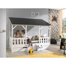 Vipack Hausbett 90 x 200 cm Kiefer lackiert schwarz-weiß