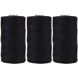 3 Stücke 1.5mm Polyester Garn,MoreChioce Polypropylen-Kordel Makramee-Kordel Makramee Seil Häkelgarn Makramee Garn Polyester Macrame Cord Häkeltasche Kordel für Strickwaren,Schwarz