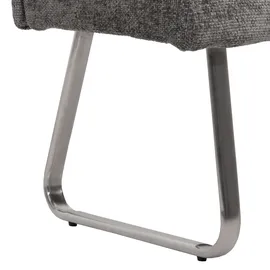 Mendler Esszimmer-Set HWC-G55, 4er-Set Stuhl + Sitzbank 160cm, Edelstahl gebürstet Stoff/Textil Chenille ~ dunkelgrau