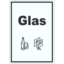 Glas Mülltrennung Aufkleber Text Symbol Scheibe Flasche A0 (841x1189mm)