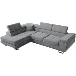 bromarkt Ecksofa, ANTON Schlaffunktion Bettkasten L-Form 275x202x90cm Grau, - Grau