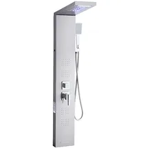Vevor Duschpaneel-Turmsystem (5 Modi) mit Regenwasserfall-Duschkopf & LED, (1345 mm) Duschsäule aus gebürstetem Edelstahl, Regenmassagesystem zur Wandmontage, mit Handbrause & 4 Körperbrausen
