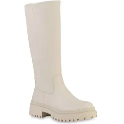 Damen Plateaustiefel in Beige