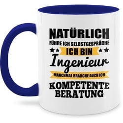 Shirtracer Tasse Natürlich führe ich Selbstgespräche ich bin Ingenieur, Keramik, Kaffeetasse Job Geschenk blau