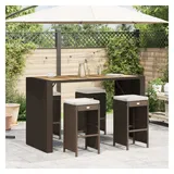 vidaXL Garten-Barhocker mit Kissen 4 Stk. Braun Poly Rattan