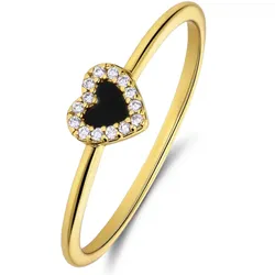 Lucardi Ringe 925 Silber - Edelstein Schwarz 47mm Damen 