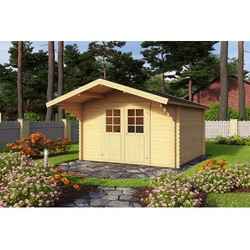 LASITA MAJA Gartenhaus »Viljandi 34«, Holz, BxHxT: 339,7 x 245,1 x 445 cm (Außenmaße inkl. Dachüberstand) - braun | beige