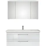 Saphir Badmöbel-Set »Balto Sprint 2-teilig, Mineralmarmor-Waschtisch mit LED-Spiegelschrank«, (2 St.), Badezimmer Set inkl. Türdämpfer, 3 Türen, 2 Schubladen, weiß