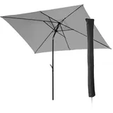 Svita Sonnenschirm Set 3x2m Balkonschirm rechteckig mit Sonnenschutz Matt Schutzhülle Hellgrau/Schwarz