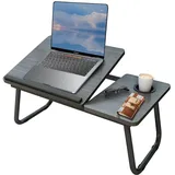 Laptop-Schreibtisch, Laptop-Betttisch mit klappbaren Beinen & Becherschlitz, Lesehalter Notebookständer Frühstücksbett Tablett Buchhalter für Sofa, Bett, Terrasse, Balkon