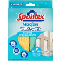 Spontex - 1 Box mit 2 Mikrofaser-Glasoberflächen (2 Wischtücher insgesamt)