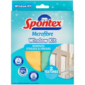 Spontex - 1 Box mit 2 Mikrofaser-Glasoberflächen (2 Wischtücher insgesamt)