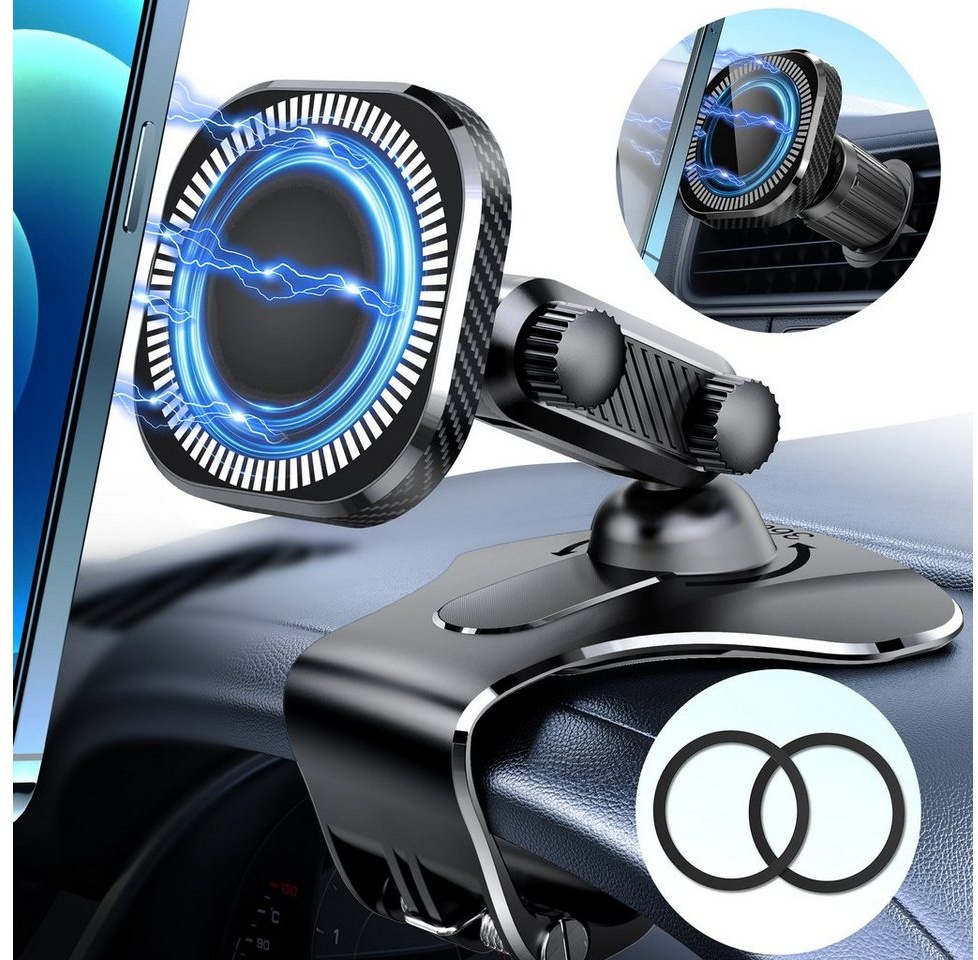 Tisoutec KFZ Handyhalterung Auto Magnet Lüftung,Auto Zubehör,360°Drehung Smartphone-Halterung schwarz