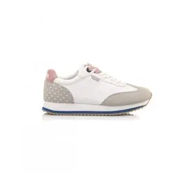 Mustang für Damen. 69145 Turnschuhe Nora weiß (37), Stoff, Wohnung, 1 bis 3 cm, Schnürsenkel, Lässig