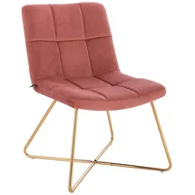 Svita Lynn Loungesessel Cocktailsessel Clubsessel Polsterstuhl ohne Armlehnen Goldene Beine Samt-Polster Altrosa