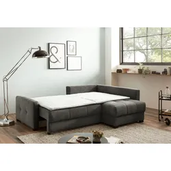 Ecksofa EXXPO - SOFA FASHION "Chester, Boxspring Federkern-Polsterung für bequemeren Sitzkomfort", grau, B:241cm H:92cm T:182cm, Sofas, L-Form, schmale Armlehnen, Bettfunktion u. Bettkasten