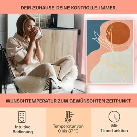 Klarstein Infrarotheizung mit Bild, 500W Infrarotheizung mit Thermostat & IoT/WiFi Infrarotheizung Wandmontage/Deckenmontage mit Erkennung Offener Fenster, CO2-Freie Infrarot Heizung für Badezimmer