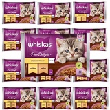 whiskas Junior Pure Delight Geflügel Ragout in Gelee Katzennassfutter Huhn und Truthahn, 52 Portionsbeutel, 13x4x85g – Hochwertiges Katzenfutter nass, für heranwachsende Katzen von 2 bis 12 Monaten