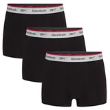 Reebok Trunk "OVETT", Herren, Gr. S, schwarz, Single Jersey, Obermaterial: 95% Baumwolle, 5% Elasthan, unifarben, eng, Unterhosen, basic, bequem, atmungsaktiv, mit Logo, breiter Bund, Baumwollmix