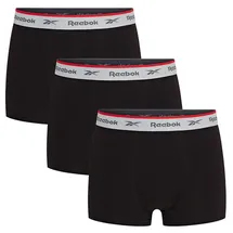 Reebok Trunk "OVETT", Herren, Gr. S, schwarz, Single Jersey, Obermaterial: 95% Baumwolle, 5% Elasthan, unifarben, eng, Unterhosen, basic, bequem, atmungsaktiv, mit Logo, breiter Bund, Baumwollmix
