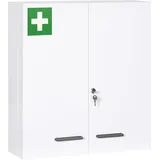 kleankin Medizinschrank 2-türig mit 6 Einlegeböden, apothekerschrank für Wandmontage aus Stahl in Weiß 55x18x60cm für Medikamente & Pflegeprodukte   Aosom.de